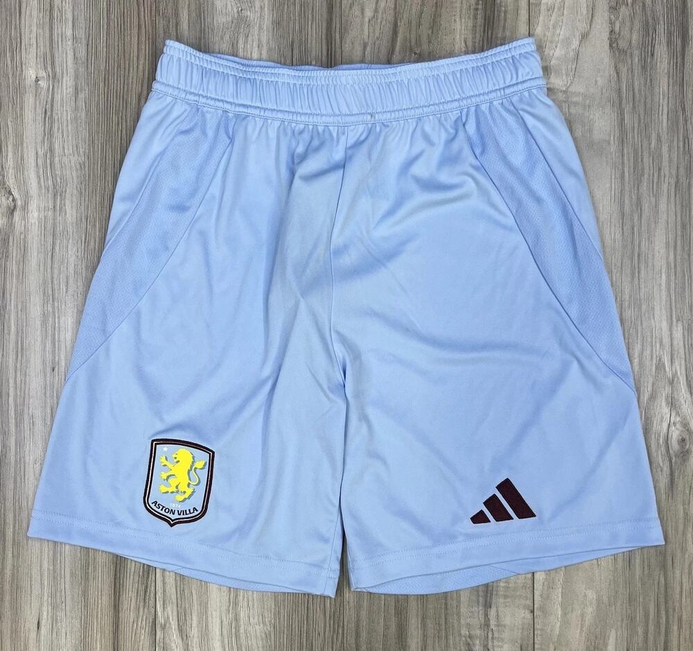 adidas Aston Villa FC Away Shorts Glow Blue Boys Youth Large NEW